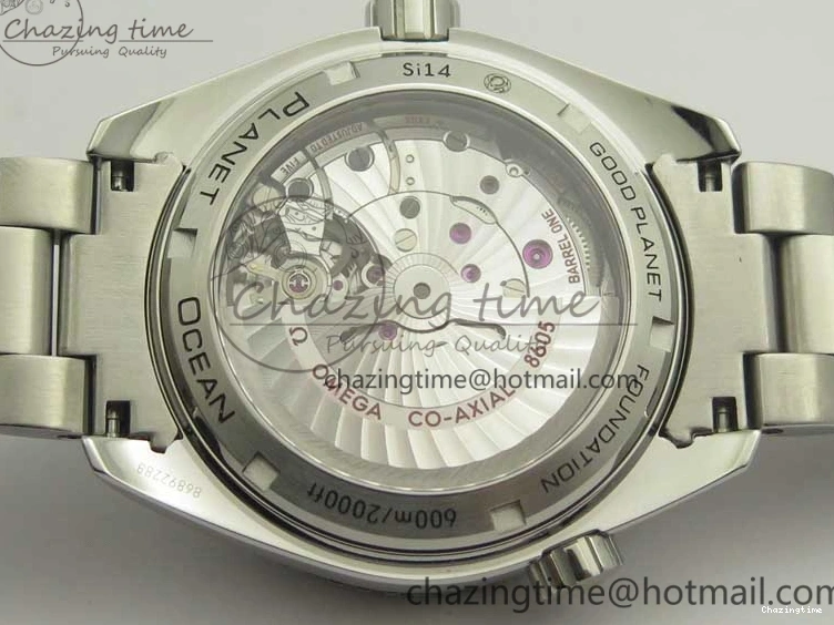 0306 Planet Ocean 600M Co-Axial GMT 43.5mm VSF 1:1 Best Edition Black Dial Orange Markers on SS Bracelet A8605 Super Clone Elegant 8024